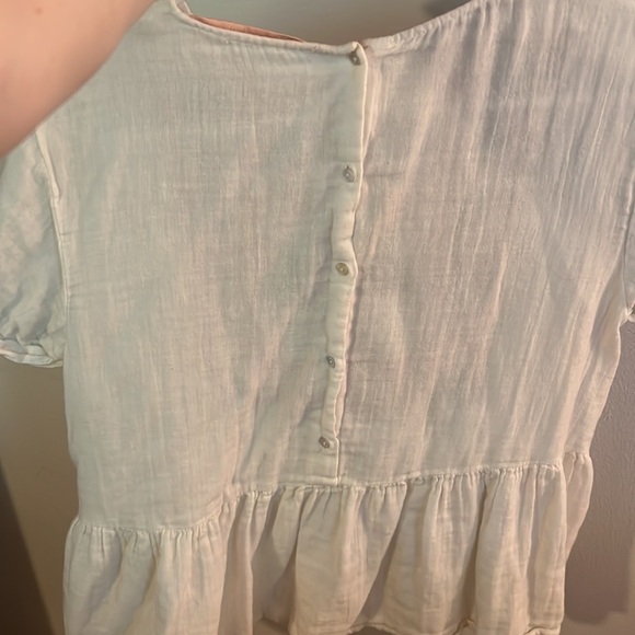 Zara Small Trafaluc Collection Babydoll Shirt Embroidered Fringe Cropped Boho - Picture 5 of 5